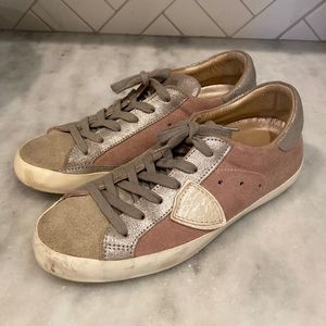 Phillipe Model - pink and cream suede sneakers -size 36/6